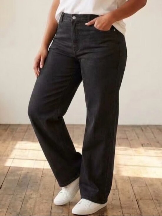 Denim - Classic Black Straight-Leg Jeans for Women small 28z28L stretch 1137